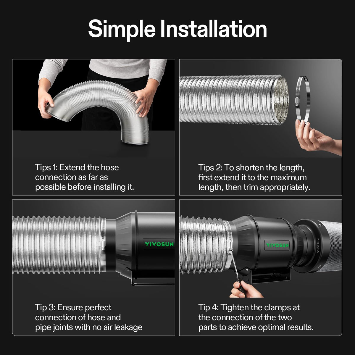 VIVOSUN high-temp, fire-retardant ducting supports safe ventilation.