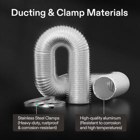 VIVOSUN stainless-steel clamps secure the duct-to-fan connection.