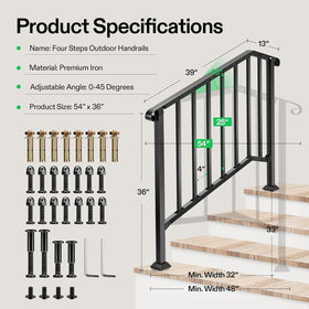 VIVOSUN stair rail curved ends minimize snag risk while adding modern style.