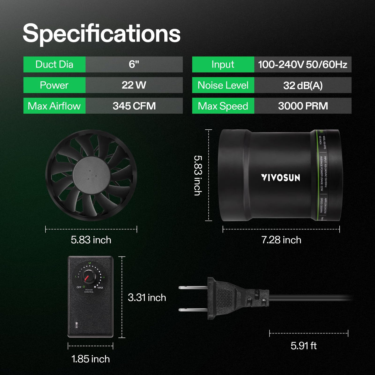 VIVOSUN wide voltage range adapter for versatile setup