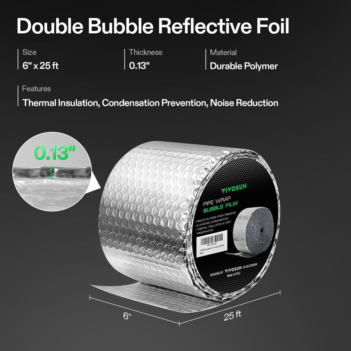 VIVOSUN window-covering application shows dual-layer foil for privacy and temperature control