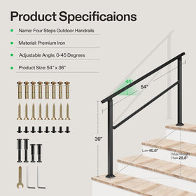 VIVOSUN wrought iron black handrail adds durable, classic style