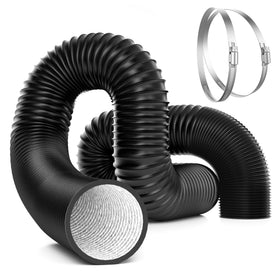 VIVOSUN 6-inch black flex air ducting showing a leak-proof HVAC connection.