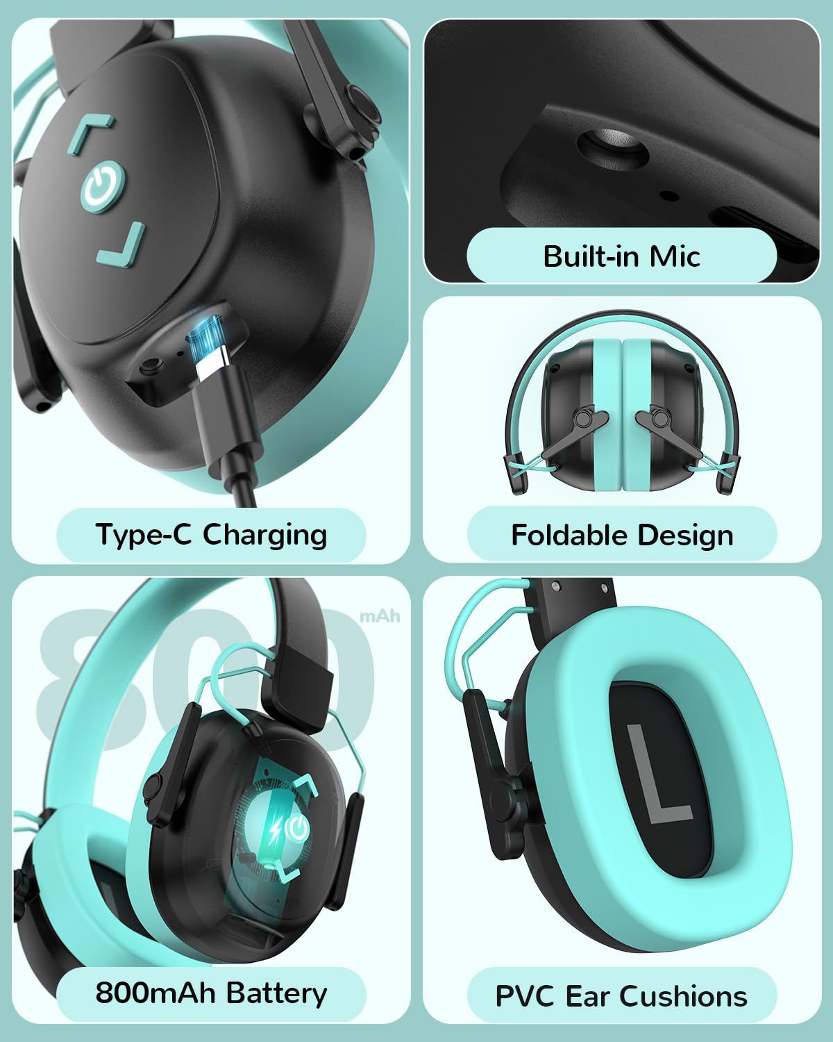Vivyklfc Sensory Headphones 80-hour playtime for long journeys.