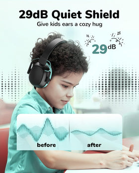 Vivyklfc Sensory Headphones worn by a child during study for clear voice pass-through.