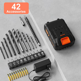VIWKO 42-piece accessory set supports drilling and driving tasks.