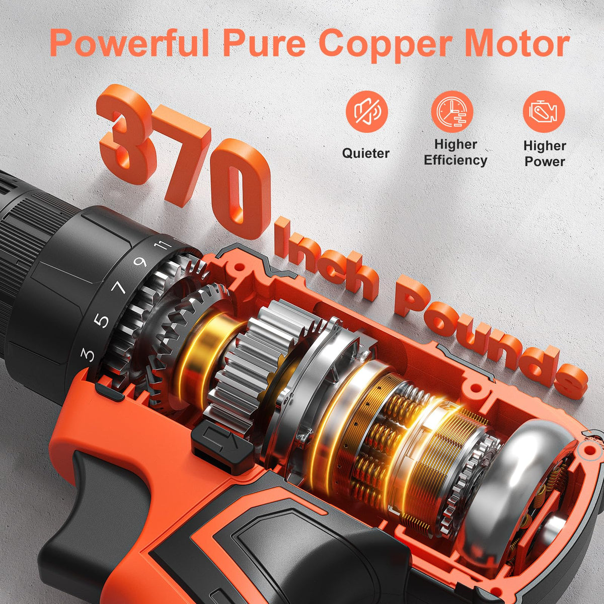 VIWKO drill shows fast accessory changes with 3/8-inch keyless chuck.