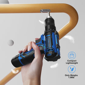 VIWKO drill with built-in LED lighting a dim corner for precise driving