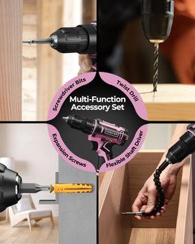 VIWKO gift-ready pink drill set for home DIY.