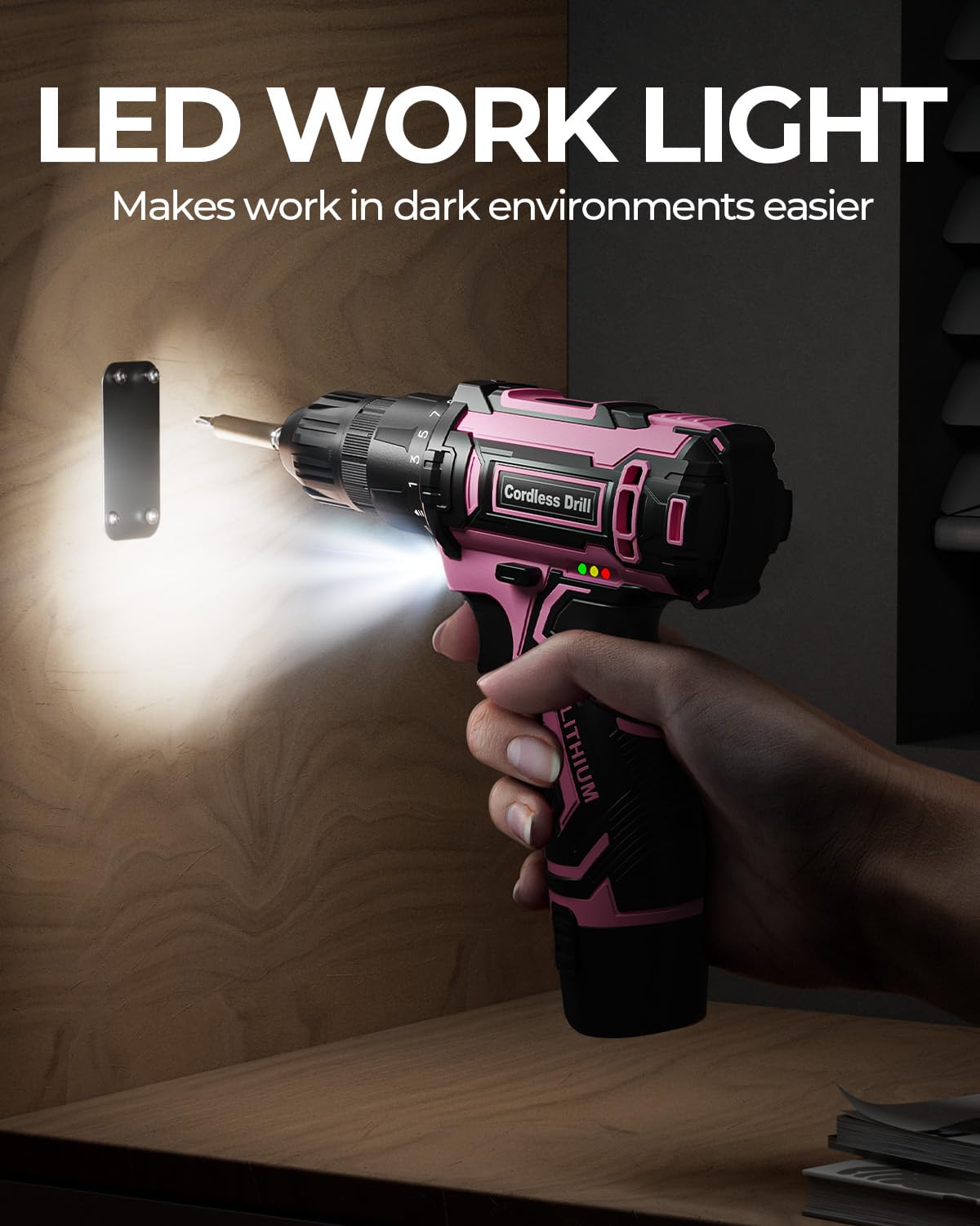 VIWKO LED work light brightens dim workspaces.