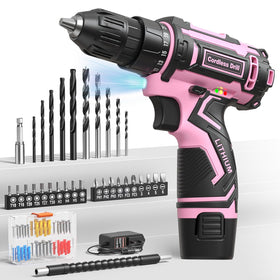 VIWKO pink cordless drill in use with ergonomic grip for ease.