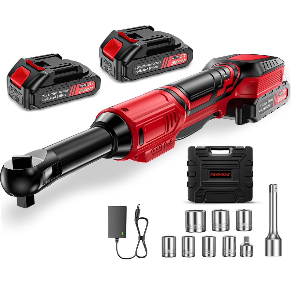 Vkdemer 3/8 cordless ratchet wrench with extended head for tight spaces