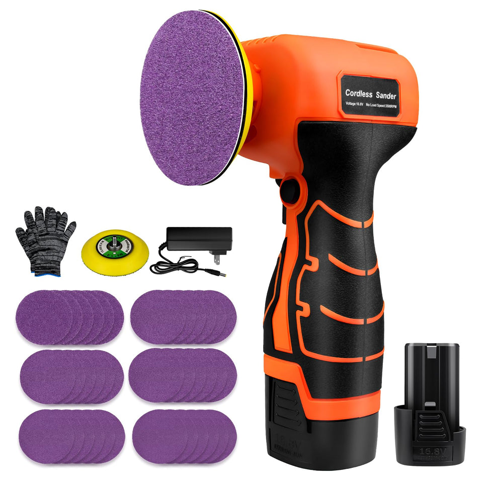 Vkndoynt 16.8V cordless sander with 36 sandpapers for versatile prep