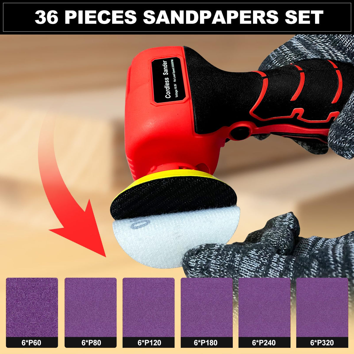 Vkndoynt 36-pack sandpapers included for versatile material removal