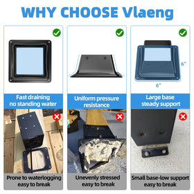 Vlaeng 4x4 post base bottom outer 6x6 for enhanced stability.