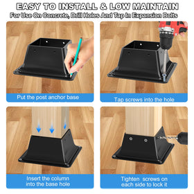 Vlaeng 4x4 post base quick install with predrilled holes saves time.