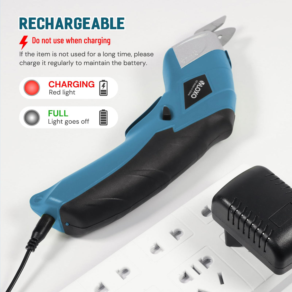 VLOXO CS4001 package includes blades, charger, and storage box