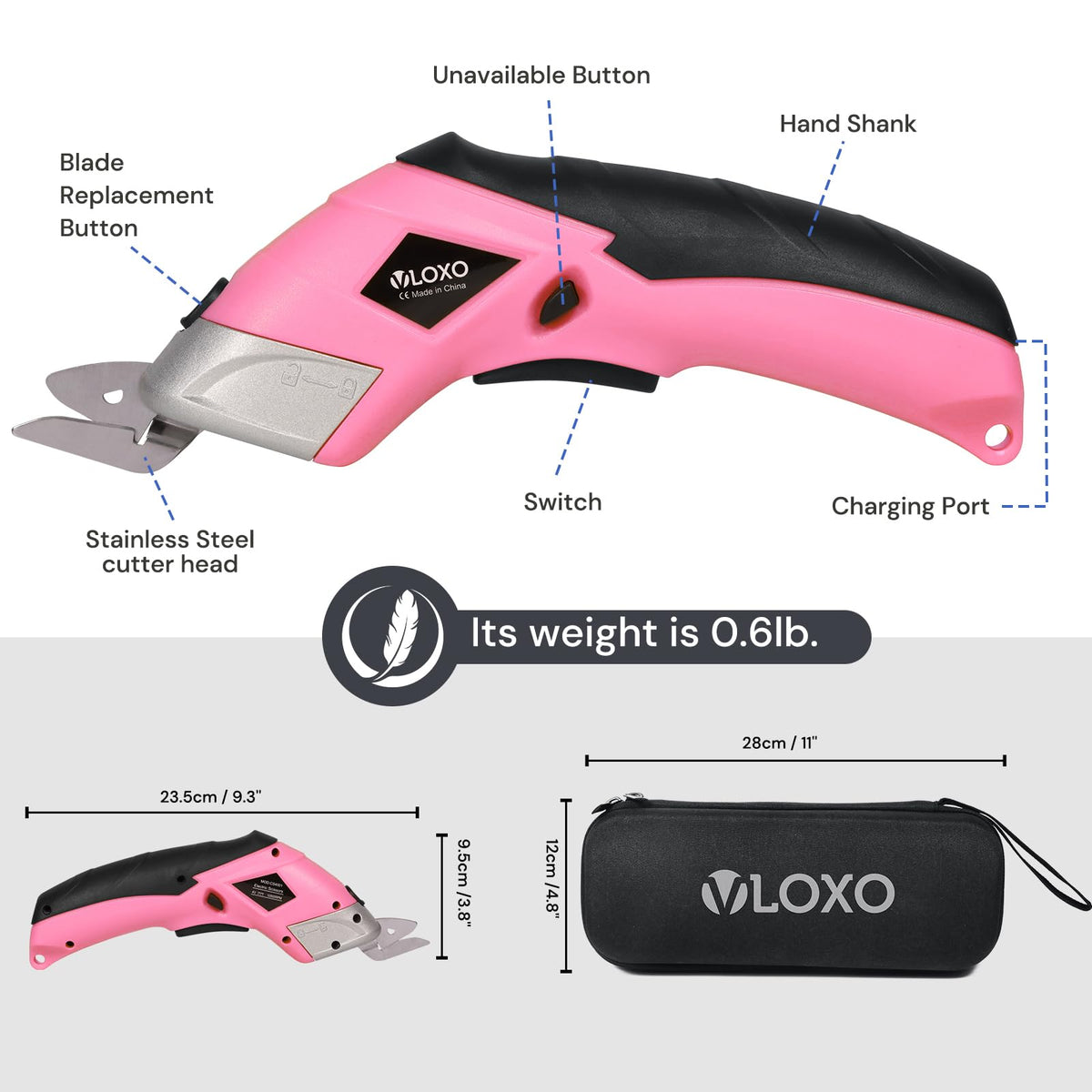 VLOXO ergonomic handle, comfortable grip for extended use.