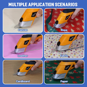 VLOXO CS4001 electric scissors cutting fabric smoothly for crafts.