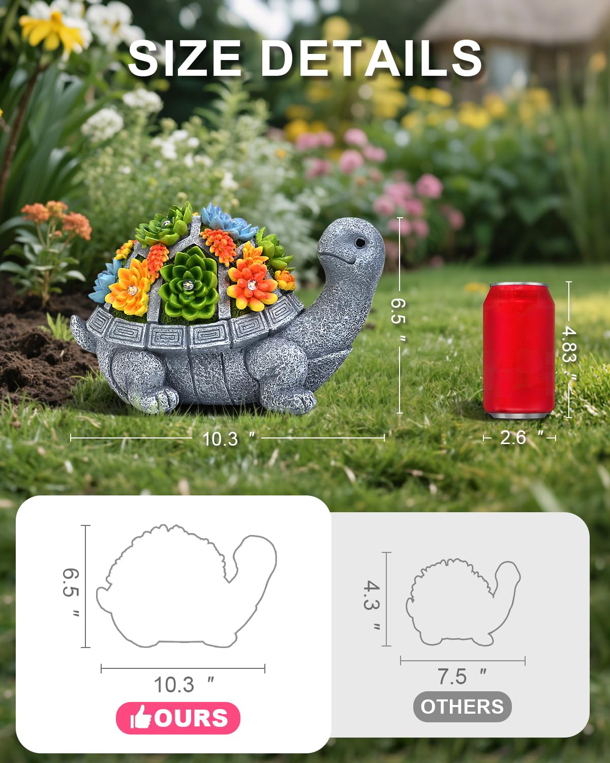 VMANYFIRE oversized solar panel improves energy efficiency for brighter garden lighting.