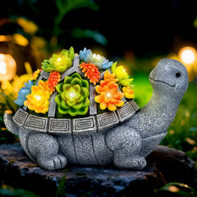 VMANYFIRE solar turtle statue 10.3-inch adds charming night lighting to your garden.