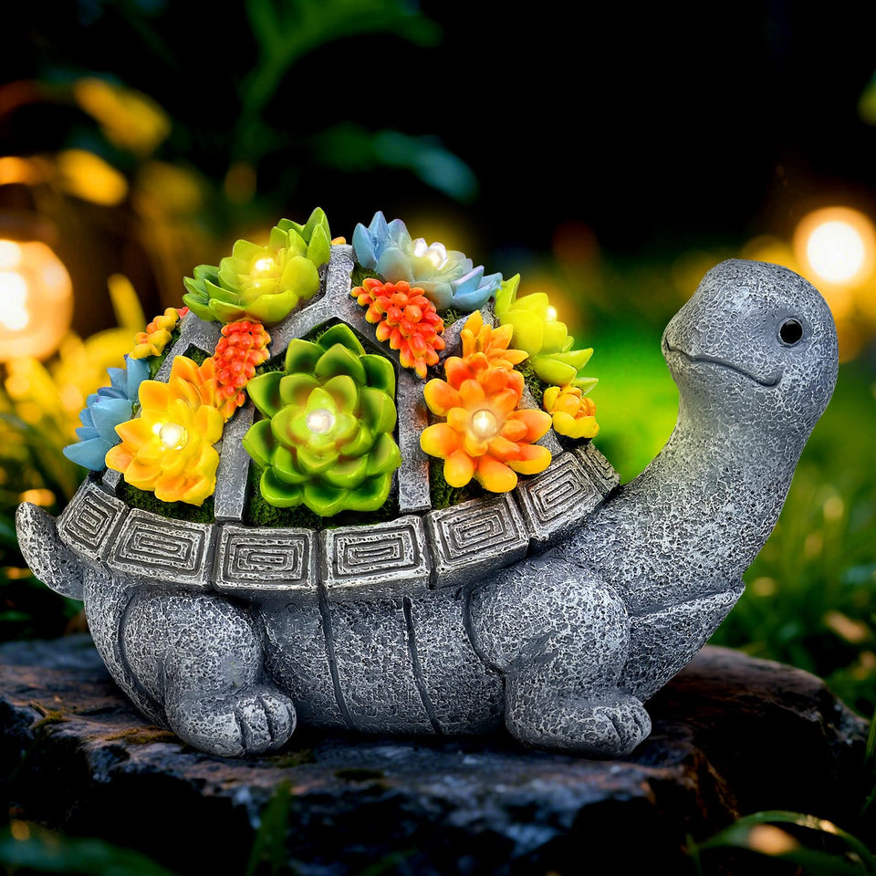 VMANYFIRE solar turtle statue 10.3-inch adds charming night lighting to your garden.