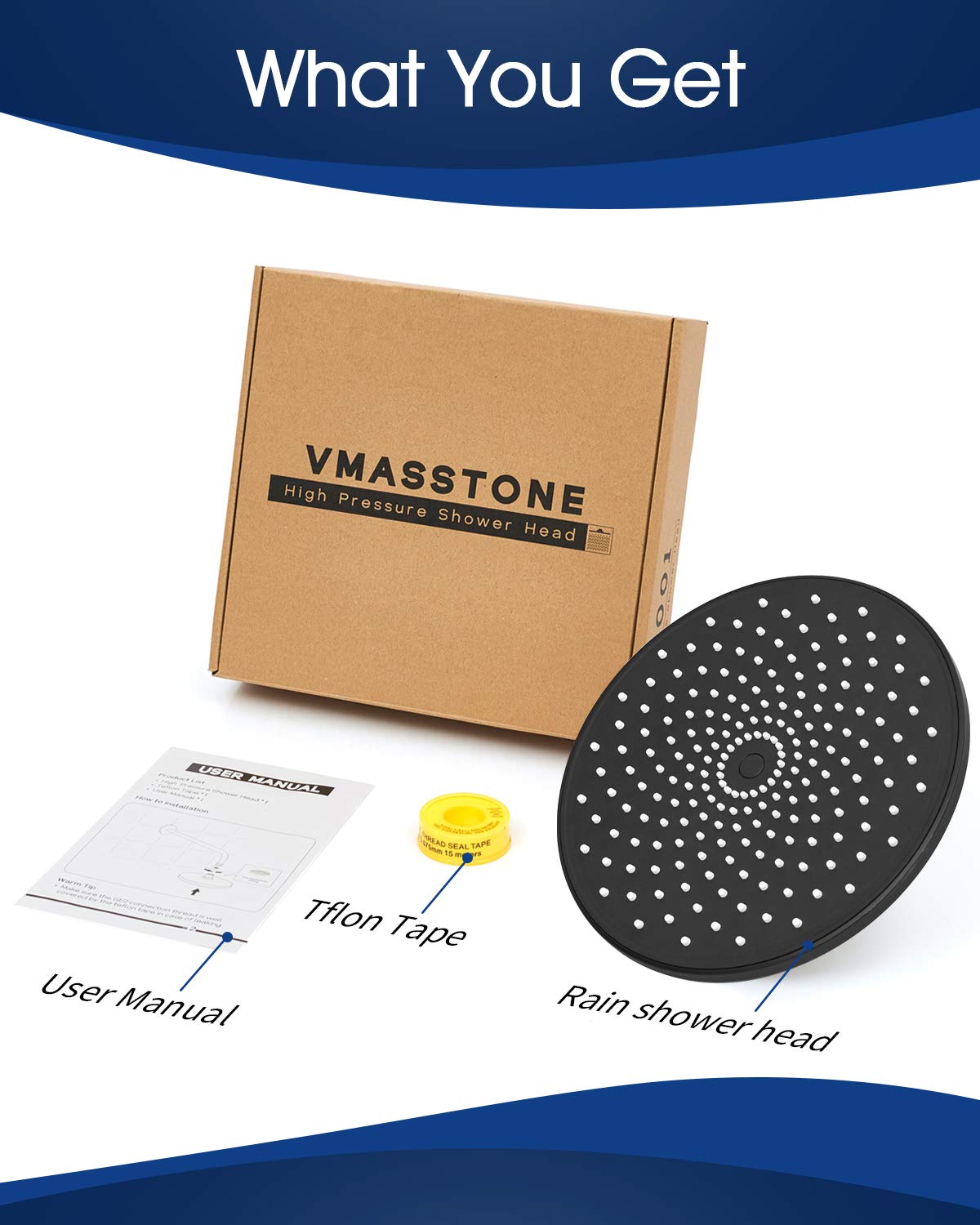VMASSTONE 360° swivel ball joint for flexible shower direction
