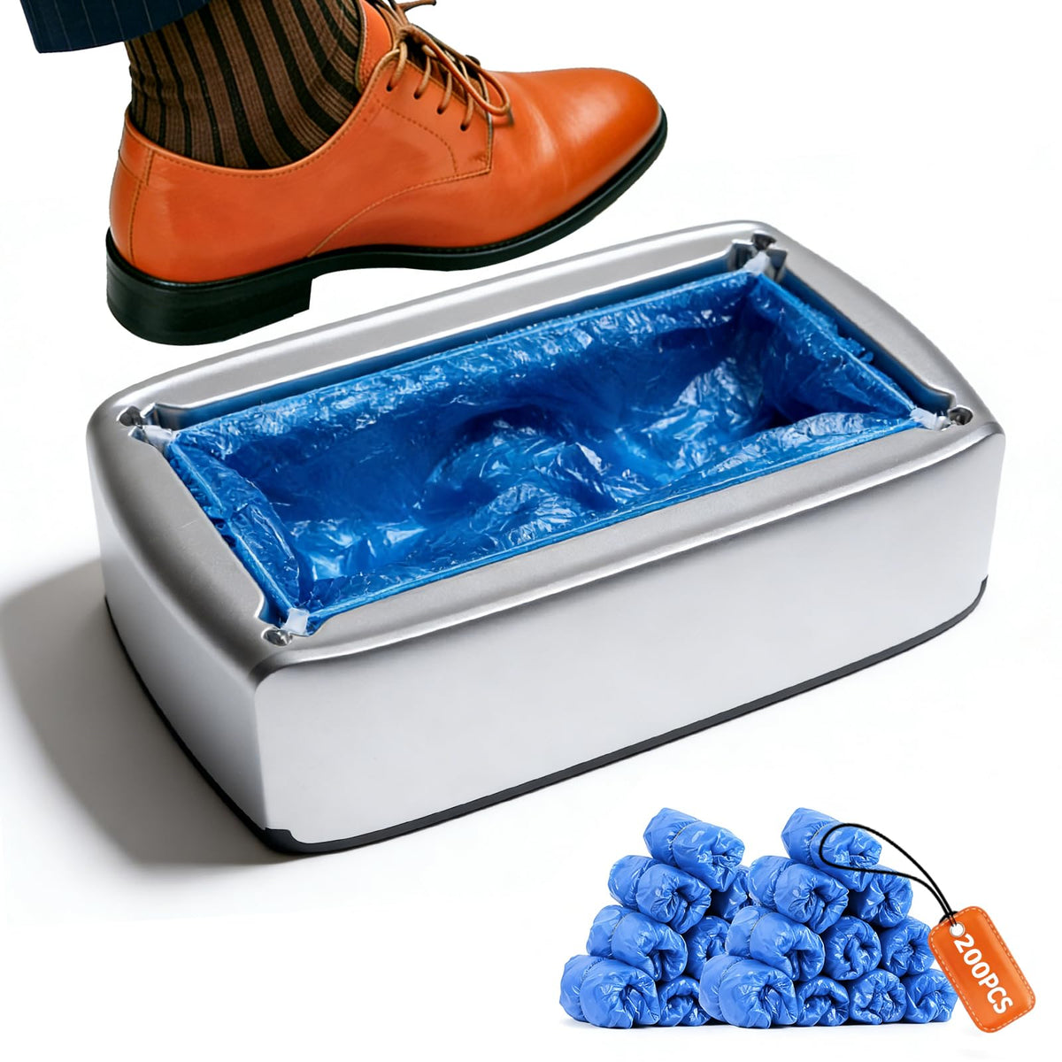 VMYTH shoe cover dispenser front view for fast entry protection at home.