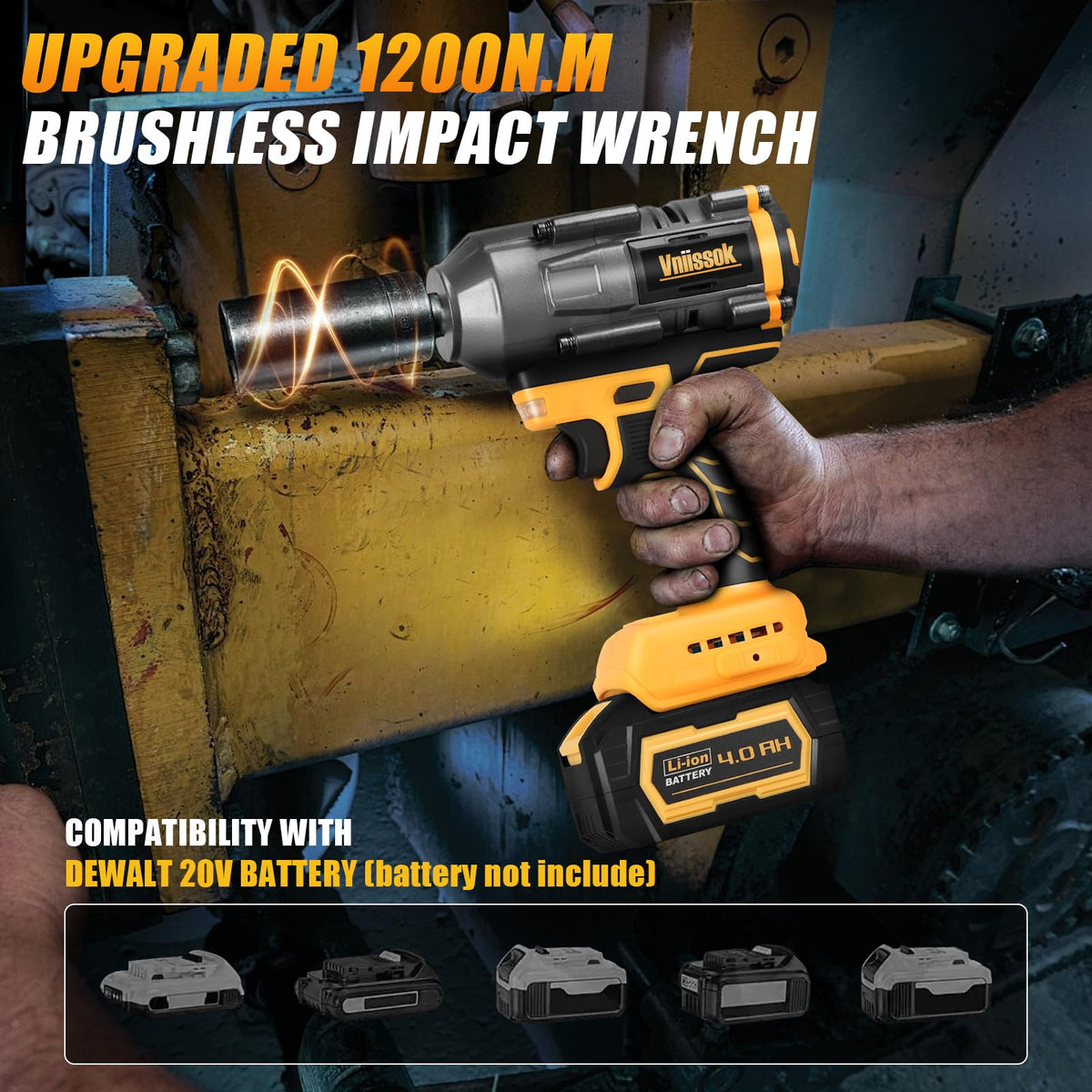 Vniissok brushless impact wrench with three speeds for versatile tasks