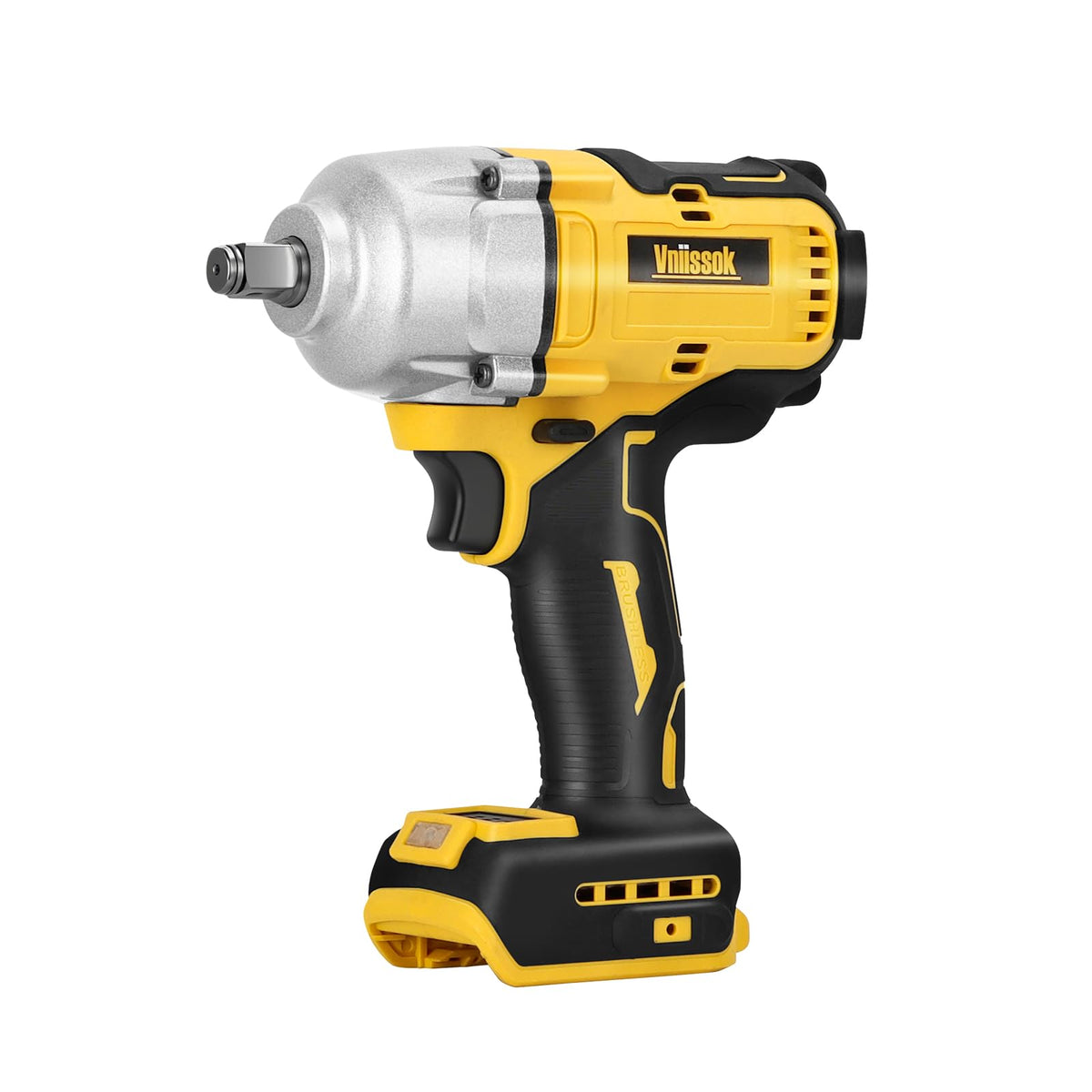 Vniissok cordless impact wrench half-inch shown for fast bolt tightening