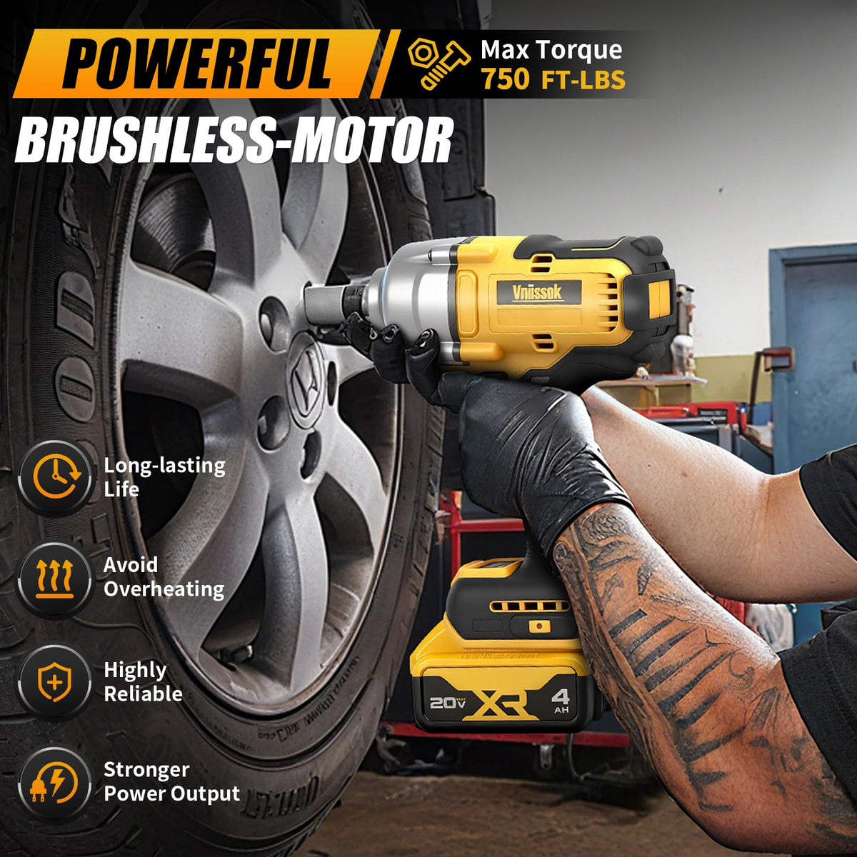 Vniissok cordless impact wrench in variable speed mode for precise control