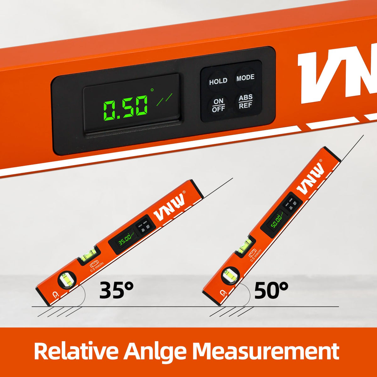 VNW magnetic base ensures hands-free leveling on metal surfaces