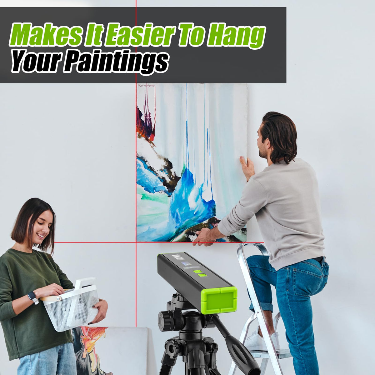 VNW level for hanging pictures and shelves.