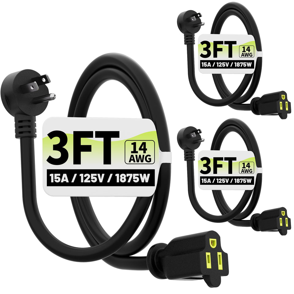 Vockjour 3ft flat-plug extension cord with space-saving design for behind furniture.