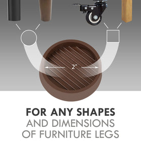 VOCOMO 2-inch round caster cup under a bed leg provides floor grip