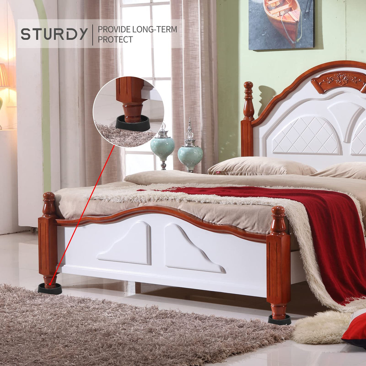 VOCOMO bed and sofa stoppers reduce movement and scuffs