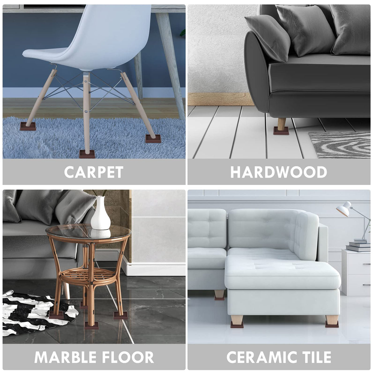 VOCOMO heavy furniture protection cups keep couches steady.
