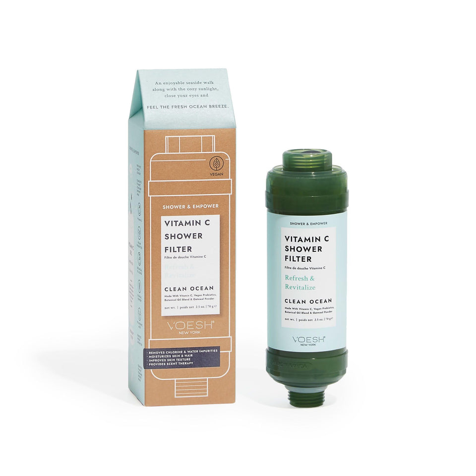 VOESH Vitamin C Shower Filter cleanses water for softer skin after every shower.