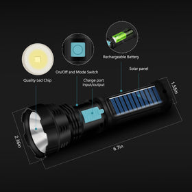 VOETIR solar flashlight solar-panel close-up highlights efficient charging.