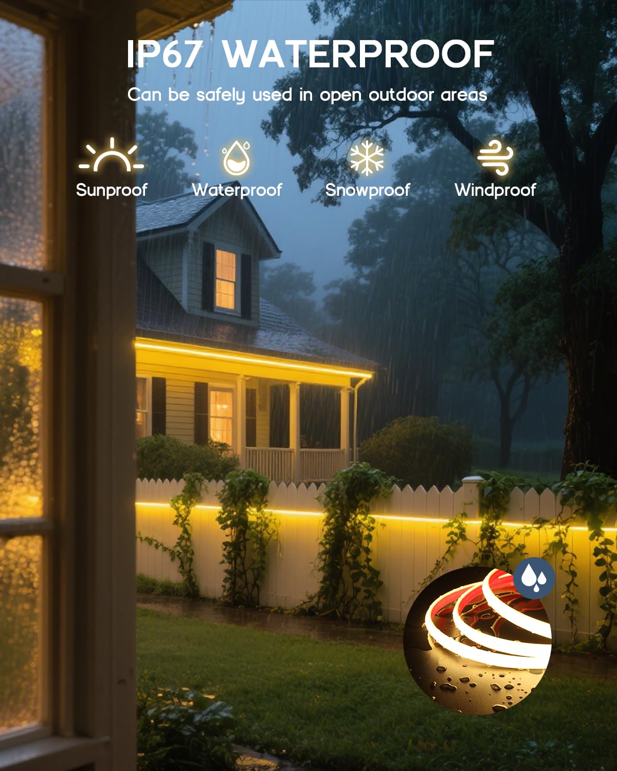 VOEWT COB LED strip cuttable and flexible with visible segments
