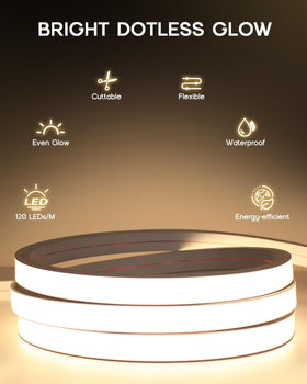 Close-up of VOEWT silicone neon tube delivering smooth glow