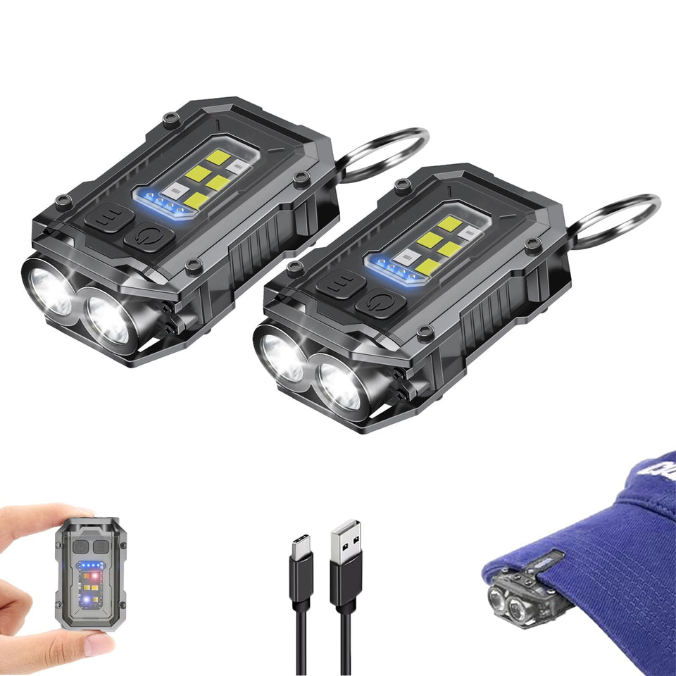 VOHIVI 2PACK EDC keychain flashlight front view for portable daily carry and quick lighting.