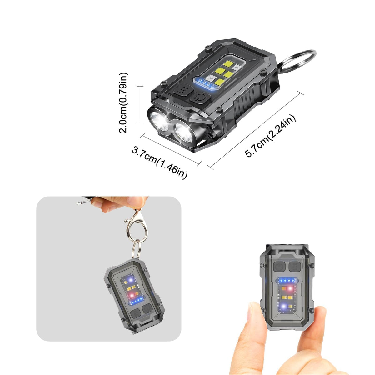 VOHIVI side LED modes image showcases white and red options for signaling.