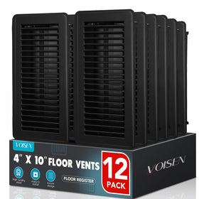 VOISEN floor register 4x10 in black steel withstands foot traffic.