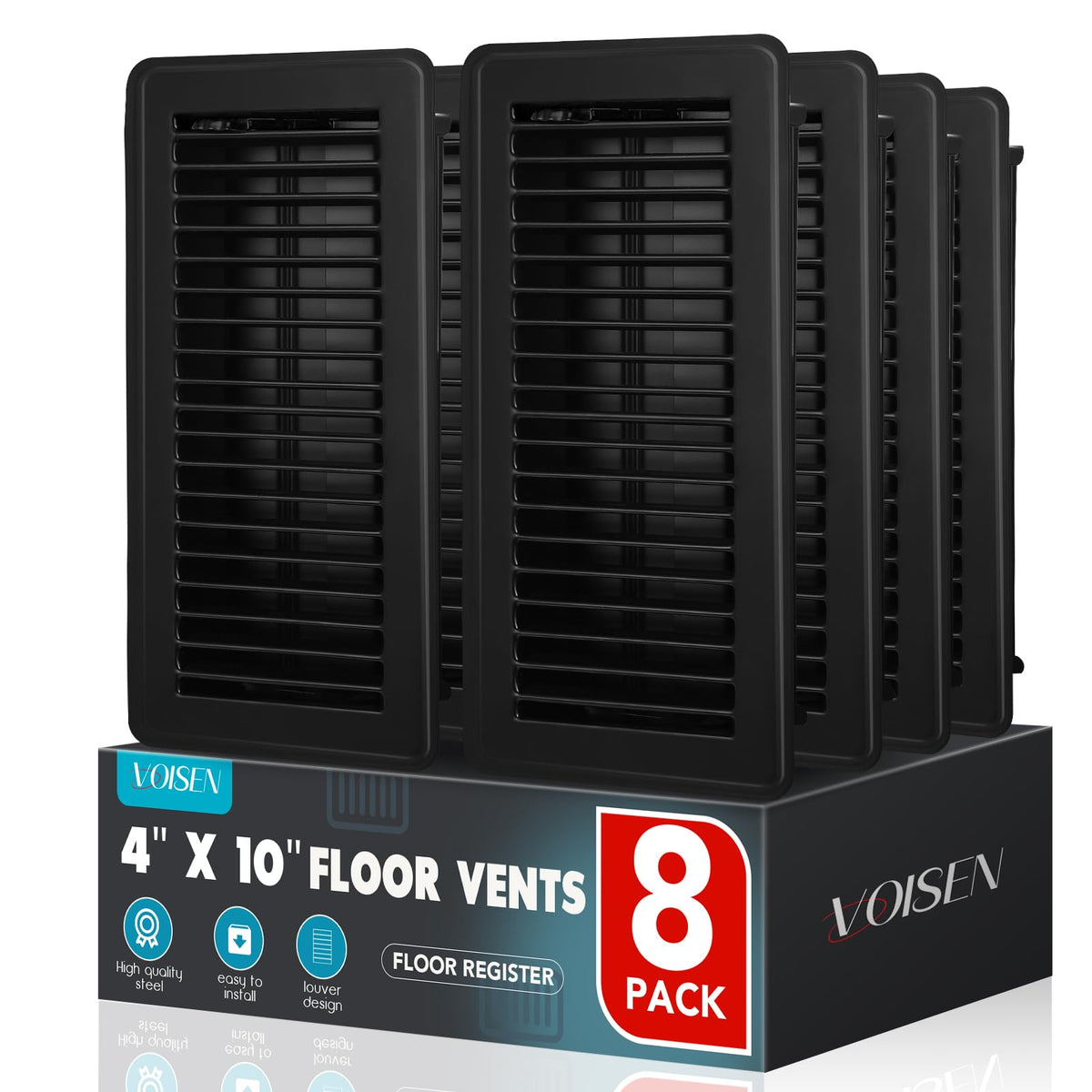VOISEN floor register 4x10 open louver for adjustable airflow