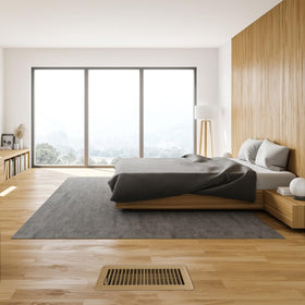 VOISEN side view of brown floor register showing rugged finish