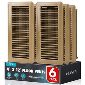 VOISEN floor register 4x12 brown front view for balanced airflow.
