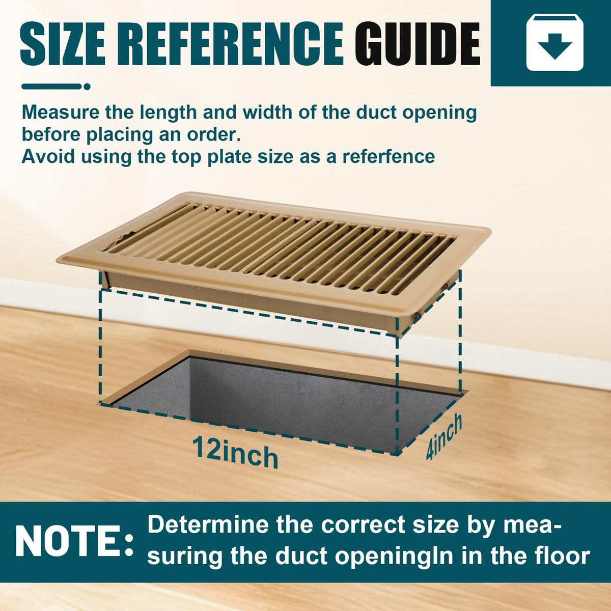 VOISEN floor register 4x12 installed in-floor demonstrates seamless integration with floor decor.
