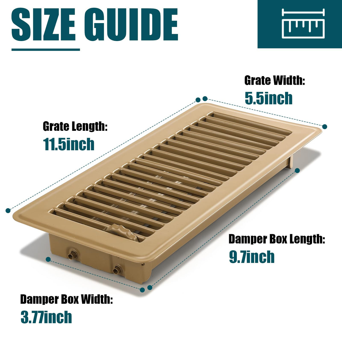 VOISEN floor register adjustable lever allows easy control of air distribution
