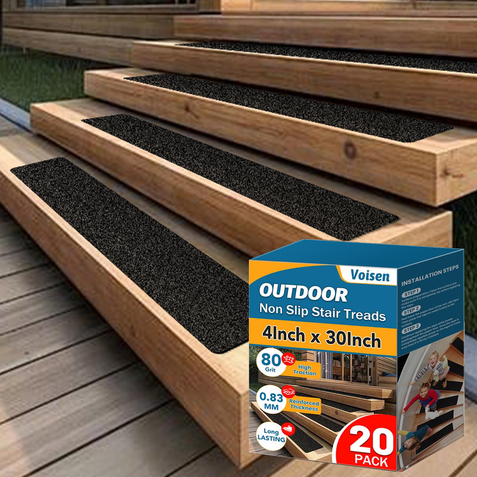 VOISEN Outdoor Stair Treads with pre-cut design for quick installation